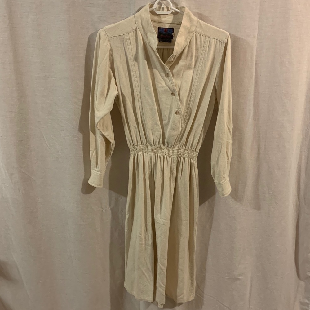 Vintage cream raw silk dress